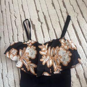Anthropologie Black and Brown Floral Camisole
